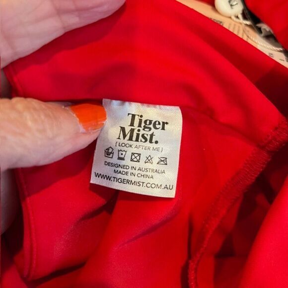 NWT Tiger Mist Kya Dress Ruched Bodycon Red Sexy Bare Midriff Size Small - Picture 10 of 12